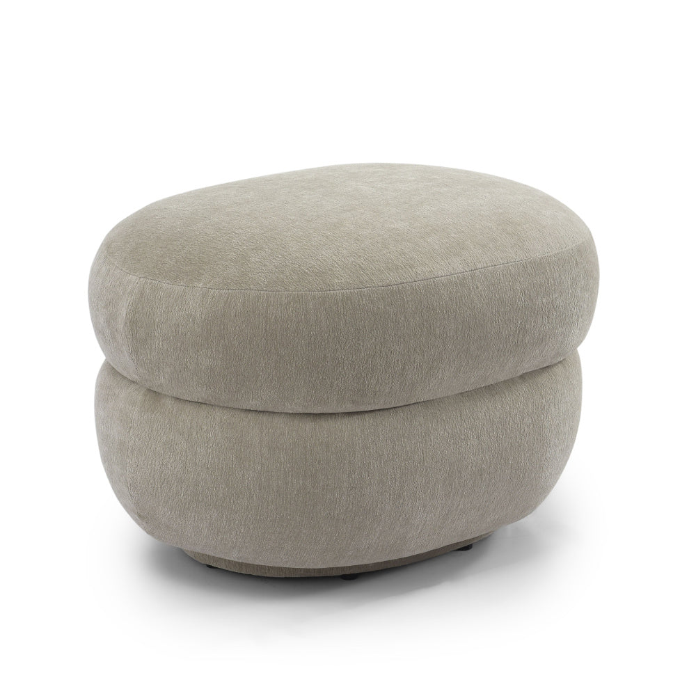 Hocker Mia oval chenille taupe