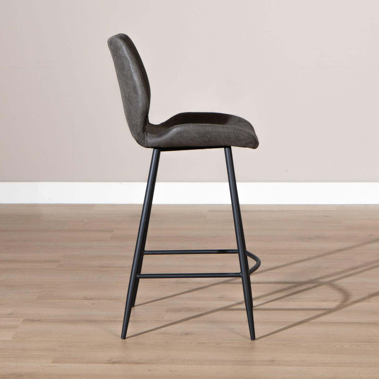 Industrial bar stool Barrel anthracite eco-leather 69 cm - image 3