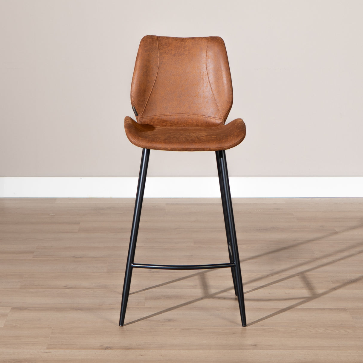 Industrial bar stool Barrel cognac eco-leather 69 cm - image 2