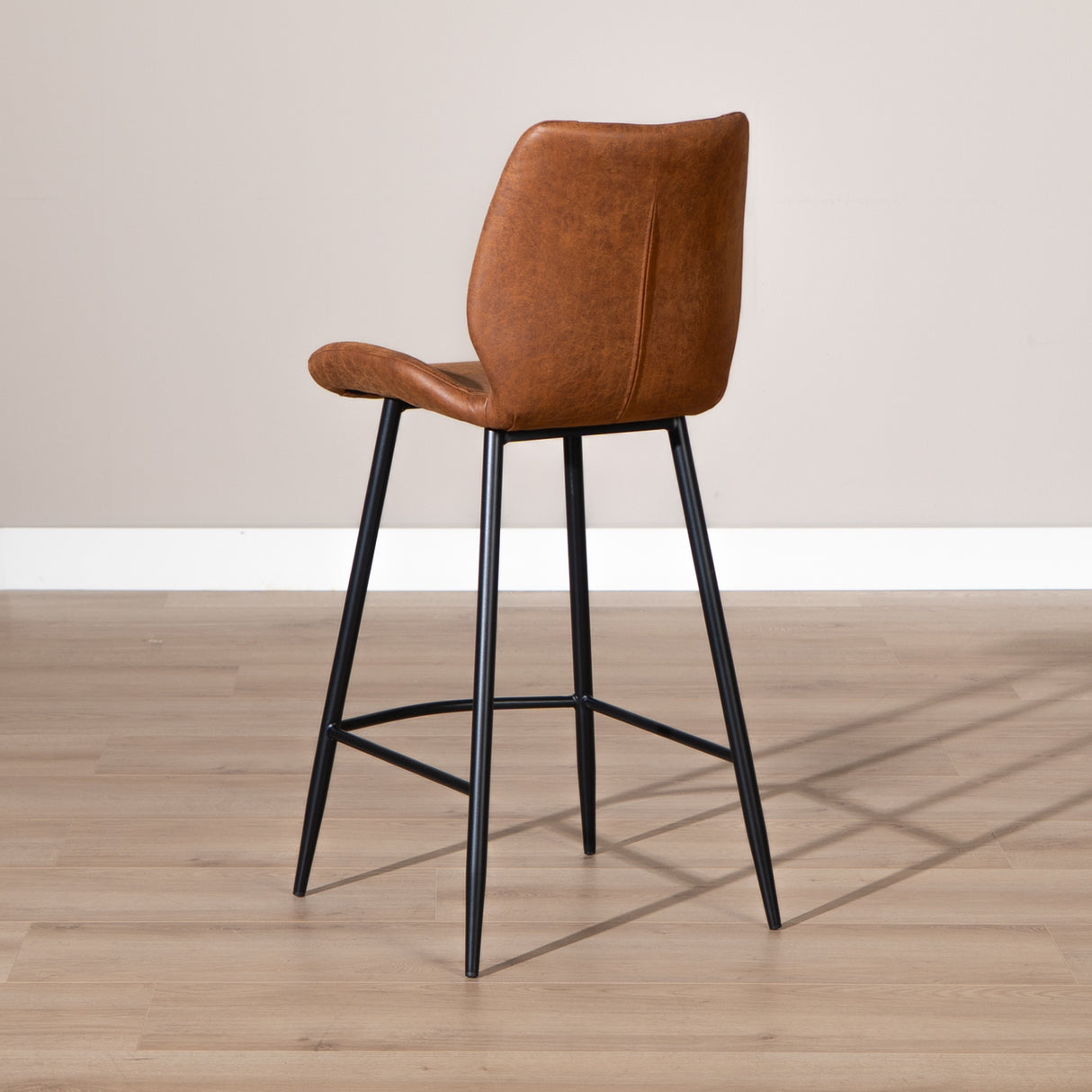 Industrial bar stool Barrel cognac eco-leather 69 cm - image 4