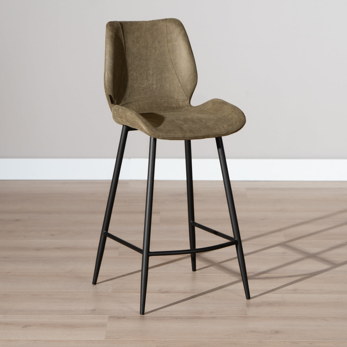 Industrial bar stool Barrel olive green eco-leather 69 cm - image 3