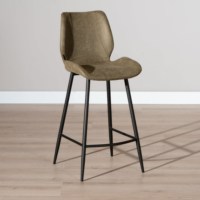 Industrial bar stool Barrel olive green eco-leather 69 cm - image 3