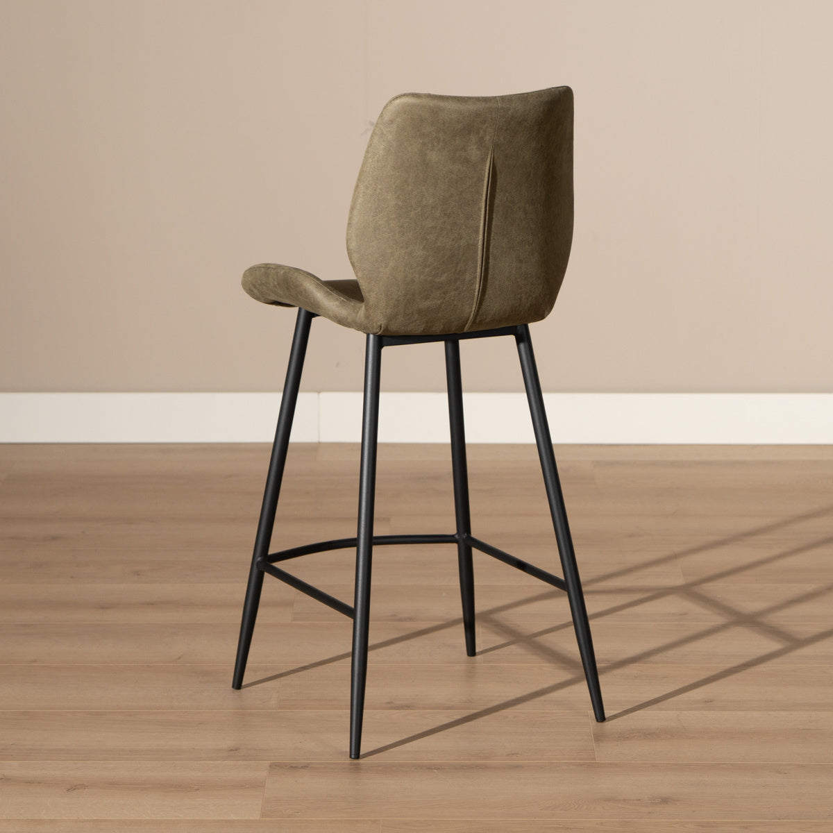 Industrial bar stool Barrel olive green eco-leather 69 cm - image 6