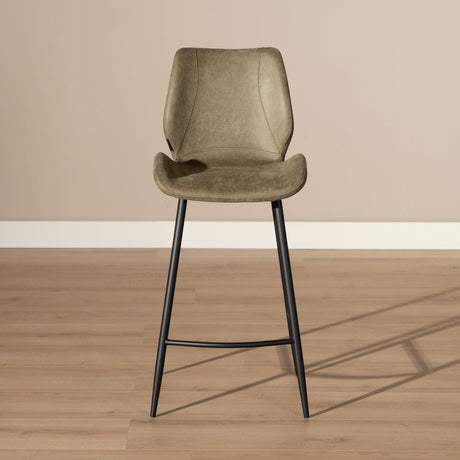 Industrial bar stool Barrel olive green eco-leather 69 cm - image 4