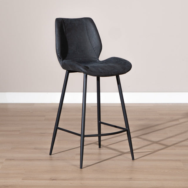 Industrial bar stool Barrel black/anthracite eco-leather 69 cm - image 1