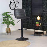 Industrial bar stool Boston leather anthracite 60-76 cm - swiveling Eco-leather 45 cm wide