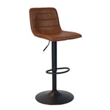 Industrial bar stool Boston leather cognac 60-76 cm - swivel Eco-leather 45 cm wide
