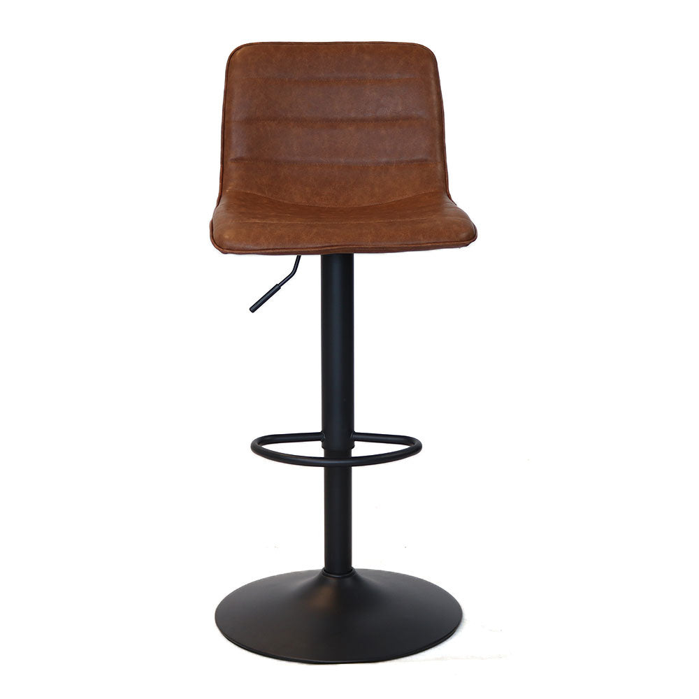 Industrial bar stool Boston leather cognac 60-76 cm - swivel Eco-leather 45 cm wide