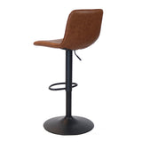 Industrial bar stool Boston leather cognac 60-76 cm - swivel Eco-leather 45 cm wide