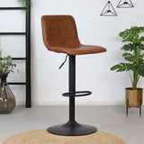 Industrial bar stool Boston leather cognac 60-76 cm - swivel Eco-leather 45 cm wide