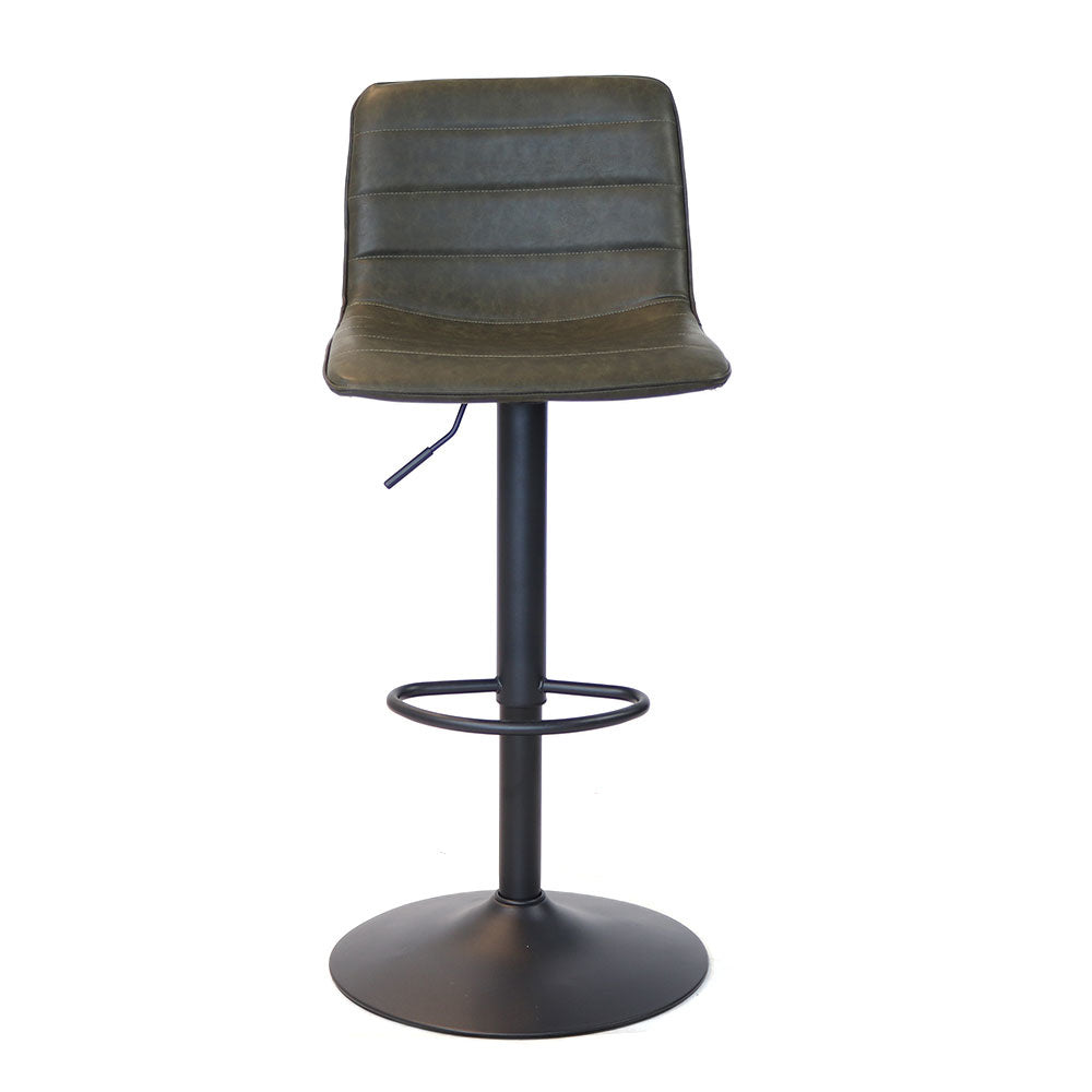 Industrial bar stool Boston leather olive green 60-76 cm - swivel Green Eco-leather 45 cm wide