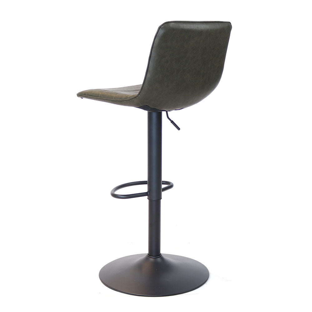 Industrial bar stool Boston leather olive green 60-76 cm - swivel Green Eco-leather 45 cm wide