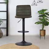 Industrial bar stool Boston leather olive green 60-76 cm - swivel Green Eco-leather 45 cm wide