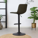 Industrial bar stool Boston leather olive green 60-76 cm - swivel Green Eco-leather 45 cm wide