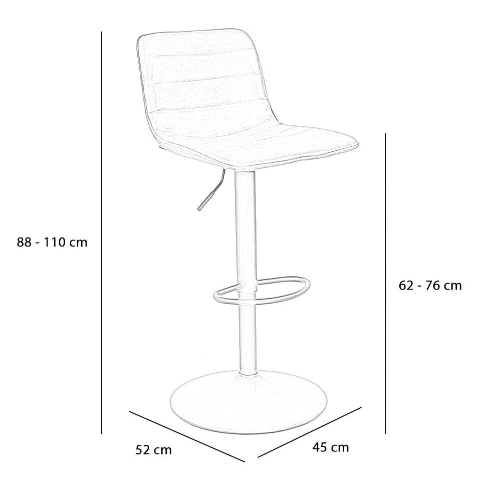 Industrial bar stool Boston leather cognac 60-76 cm - swivel Eco-leather 45 cm wide