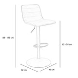Industrial bar stool Boston leather cognac 60-76 cm - swivel Eco-leather 45 cm wide