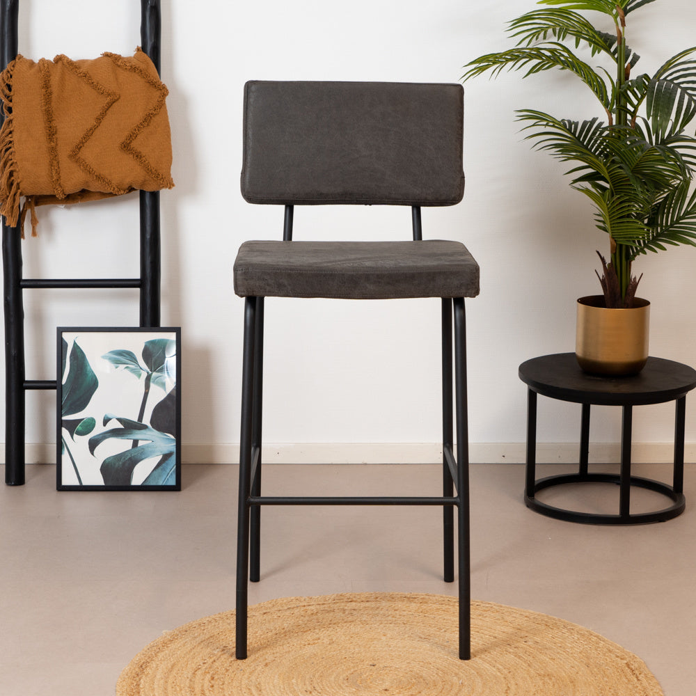 Industrial bar stool Espen anthracite eco-leather 64-77 cm - image 2