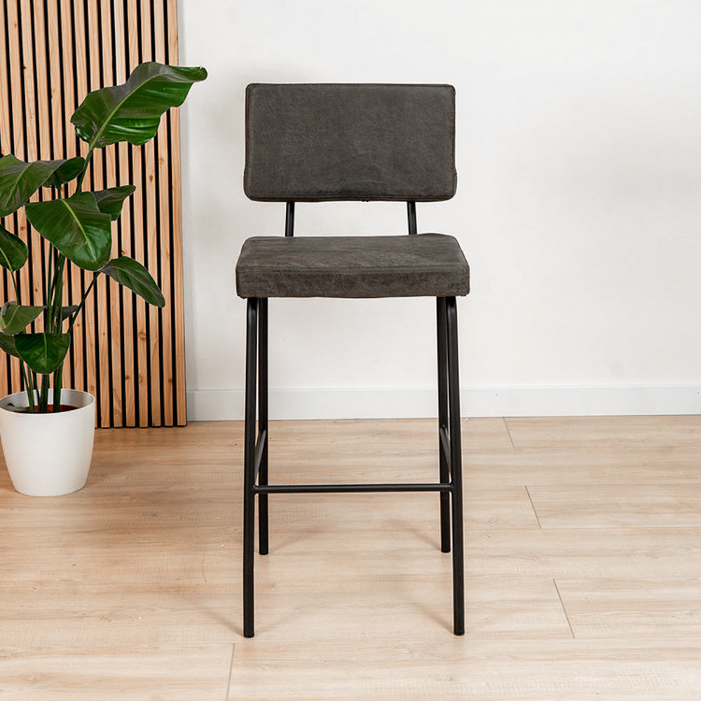 Industrial bar stool Espen anthracite eco-leather 64-77 cm - image 1