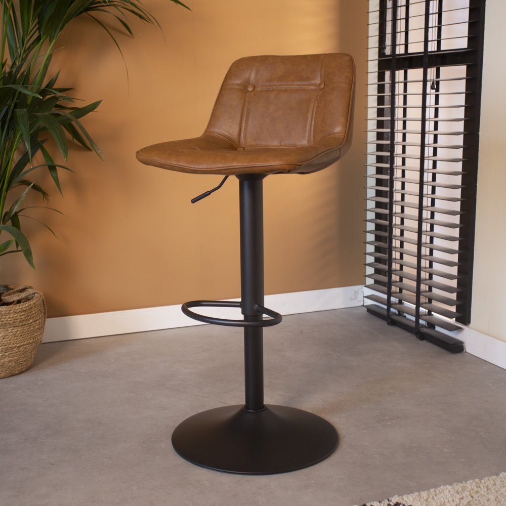Adjustable Bar Stool Jason Cognac PU Dimehouse