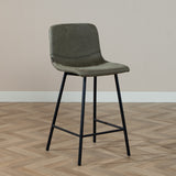 Industrial bar stool Mikky olive green eco-leather 65-78 cm, 46 cm wide