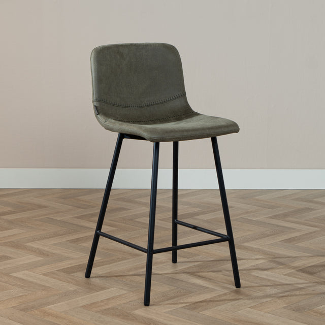 Industrial bar stool Mikky olive green eco-leather 65-78 cm, 46 cm wide