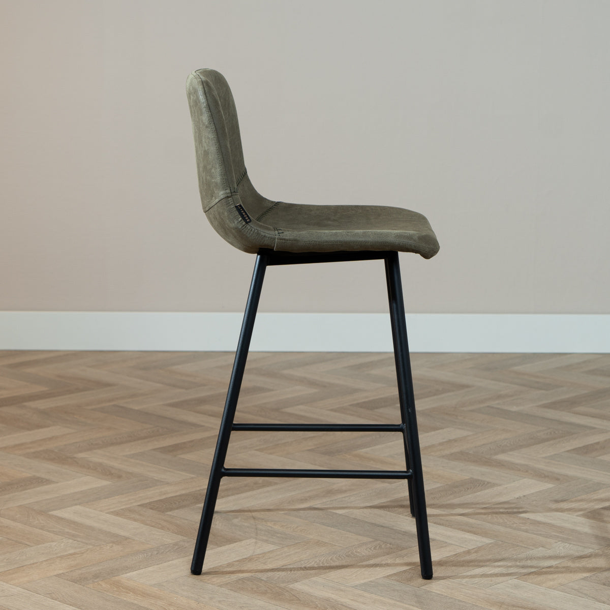 Industrial bar stool Mikky olive green eco-leather 65-78 cm, 46 cm wide