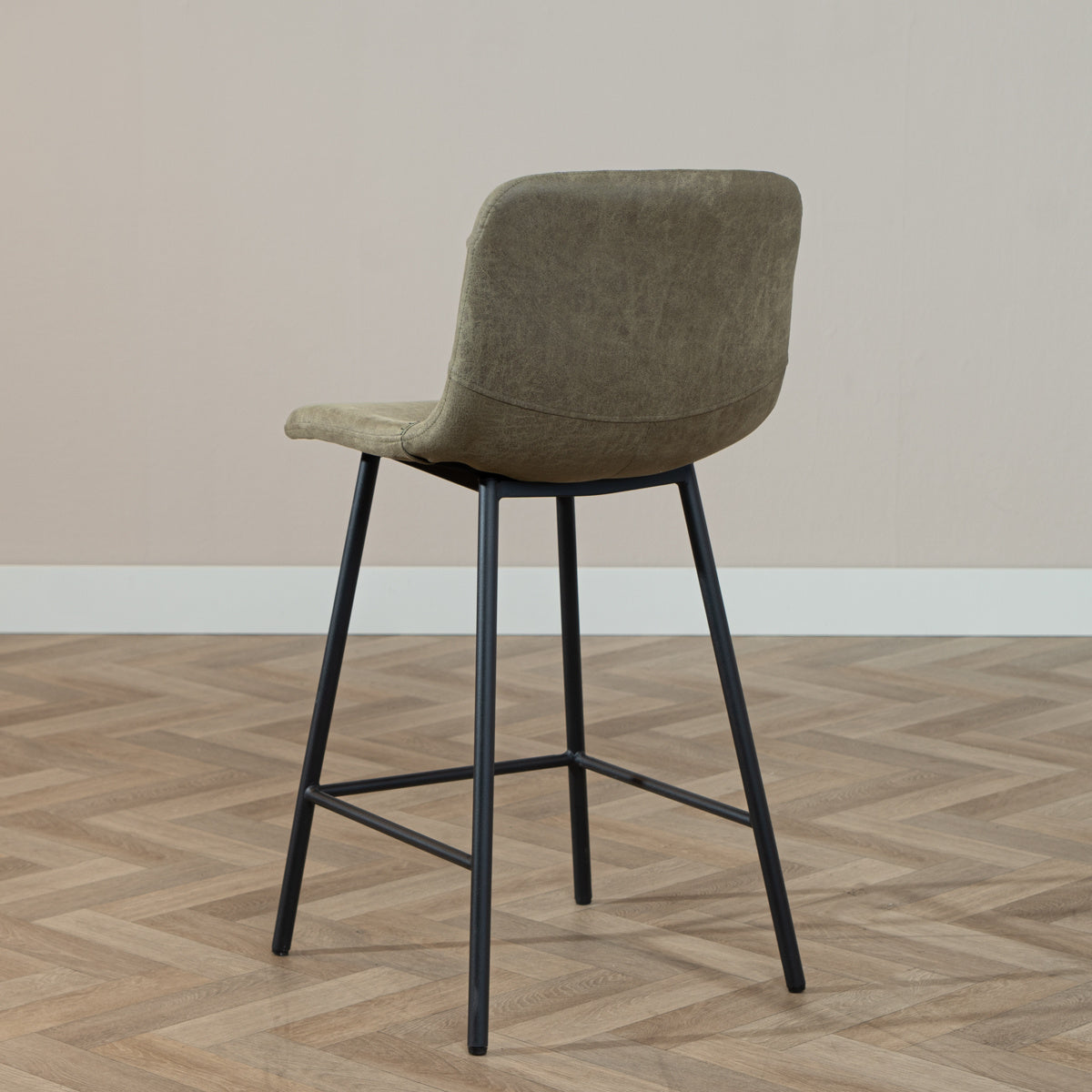 Industrial bar stool Mikky olive green eco-leather 65-78 cm, 46 cm wide