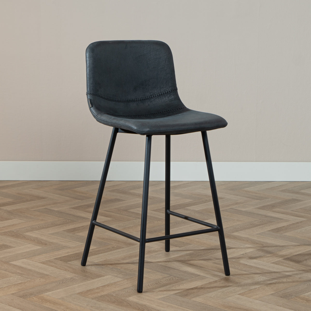 Industrial bar stool Mikky black/anthracite eco-leather 65-78 cm - image 1