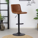 Industrial Bar Stool Texas rotatable eco-leather cognac 60-76cm 45 cm wide