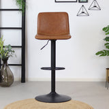 Industrial Bar Stool Texas rotatable eco-leather cognac 60-76cm 45 cm wide