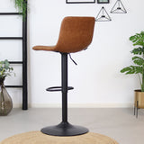 Industrial Bar Stool Texas rotatable eco-leather cognac 60-76cm 45 cm wide