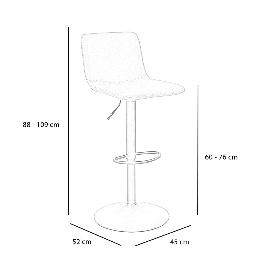 Industrial Bar Stool Texas rotatable eco-leather olive green 60-76cm 45 cm wide