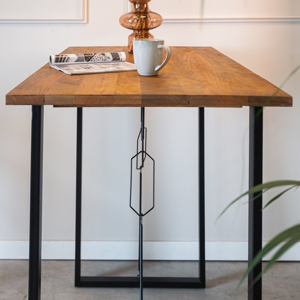 Bar table Vegas Dimehouse Brown LxWxH 135x75x7 Mango wood Atmospheric photo side view