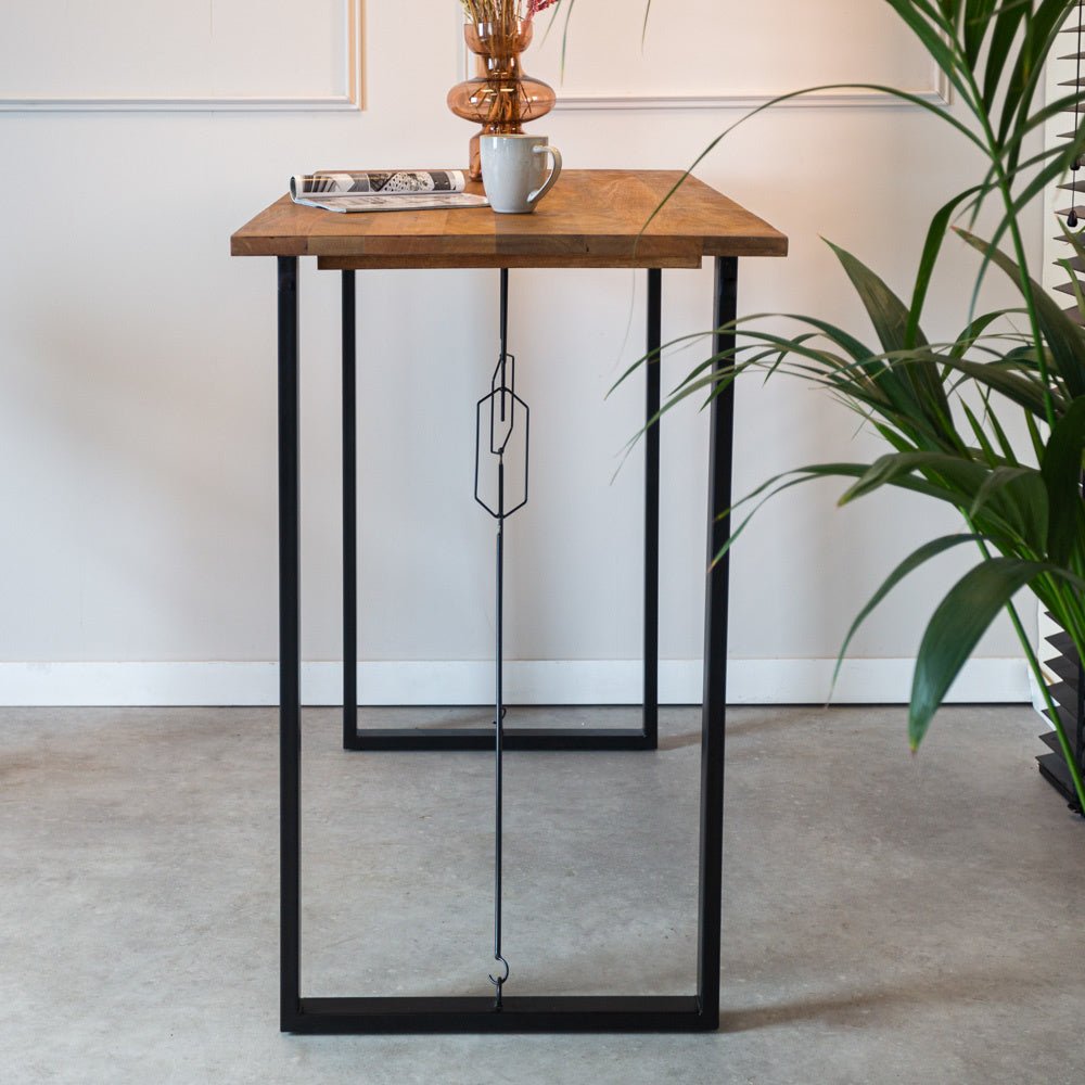 Bar table Vegas Dimehouse Brown LxWxH 135x75x7 Mango wood Atmospheric photo side view