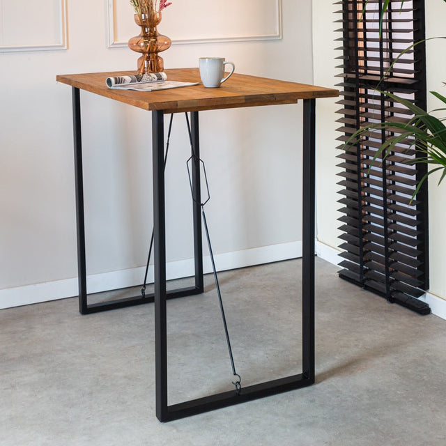 Bar table Vegas Dimehouse Brown LxWxH 135x75x7 Mango wood Atmospheric photo diagonal front view