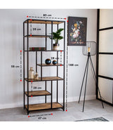 Bookcase Sparrow Dimehouse Brown LxWxH 189x83x38 Mango wood Atmospheric photo size indication
