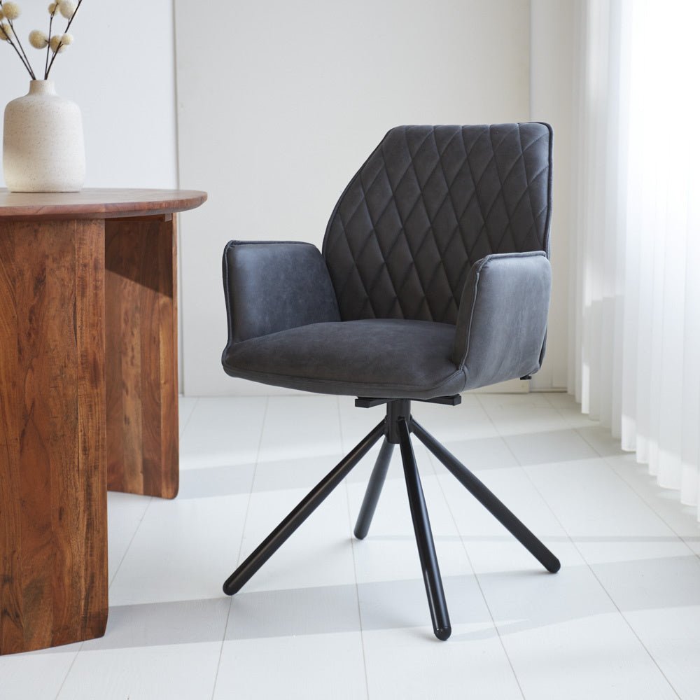 Rotatable Dining Chair Anthracite Novan Dimehouse