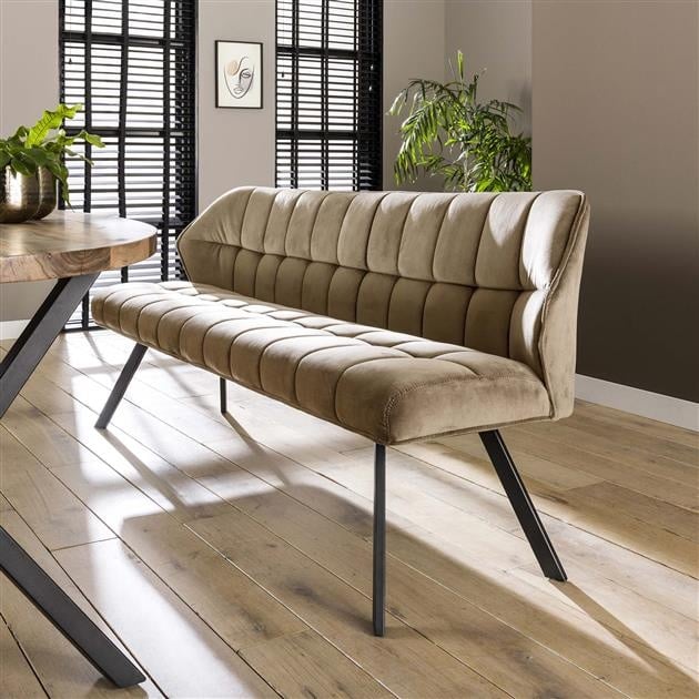 Dining bench Lino Velvet Champagne 180 cm – Dimehouse