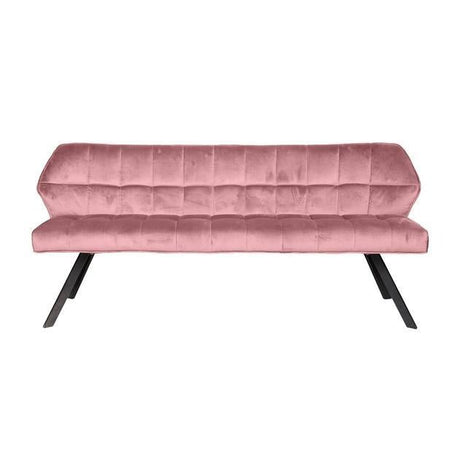 Eetkamerbank Romy DH Interior Roze LxBxH 197x82x59 Velvet Witfoto vooraanzicht