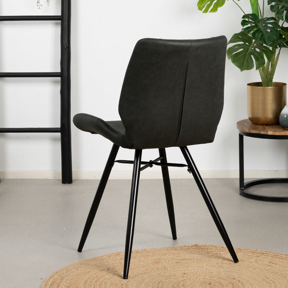 Industrial dining room chair Barrel black/anthracite eco-leather - image 3
