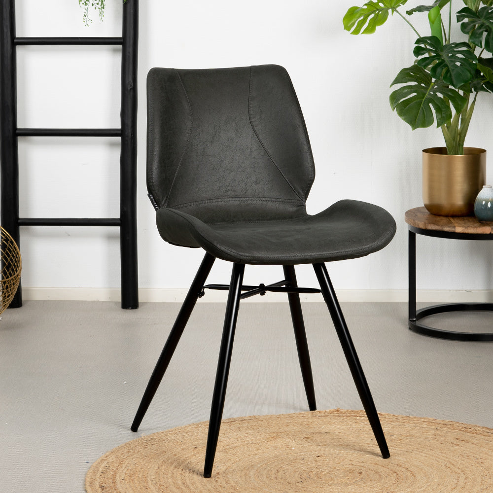 Industrial dining room chair Barrel black/anthracite eco-leather - image 1