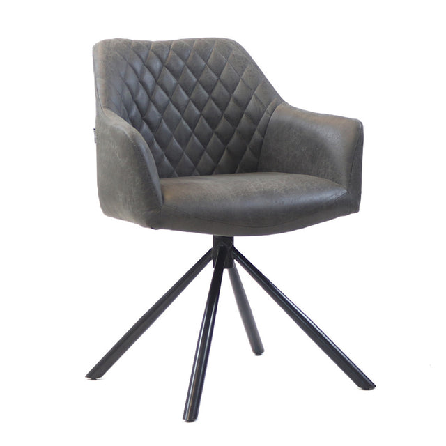 Industrial dining room chair Dex swiveling anthracite eco-leather