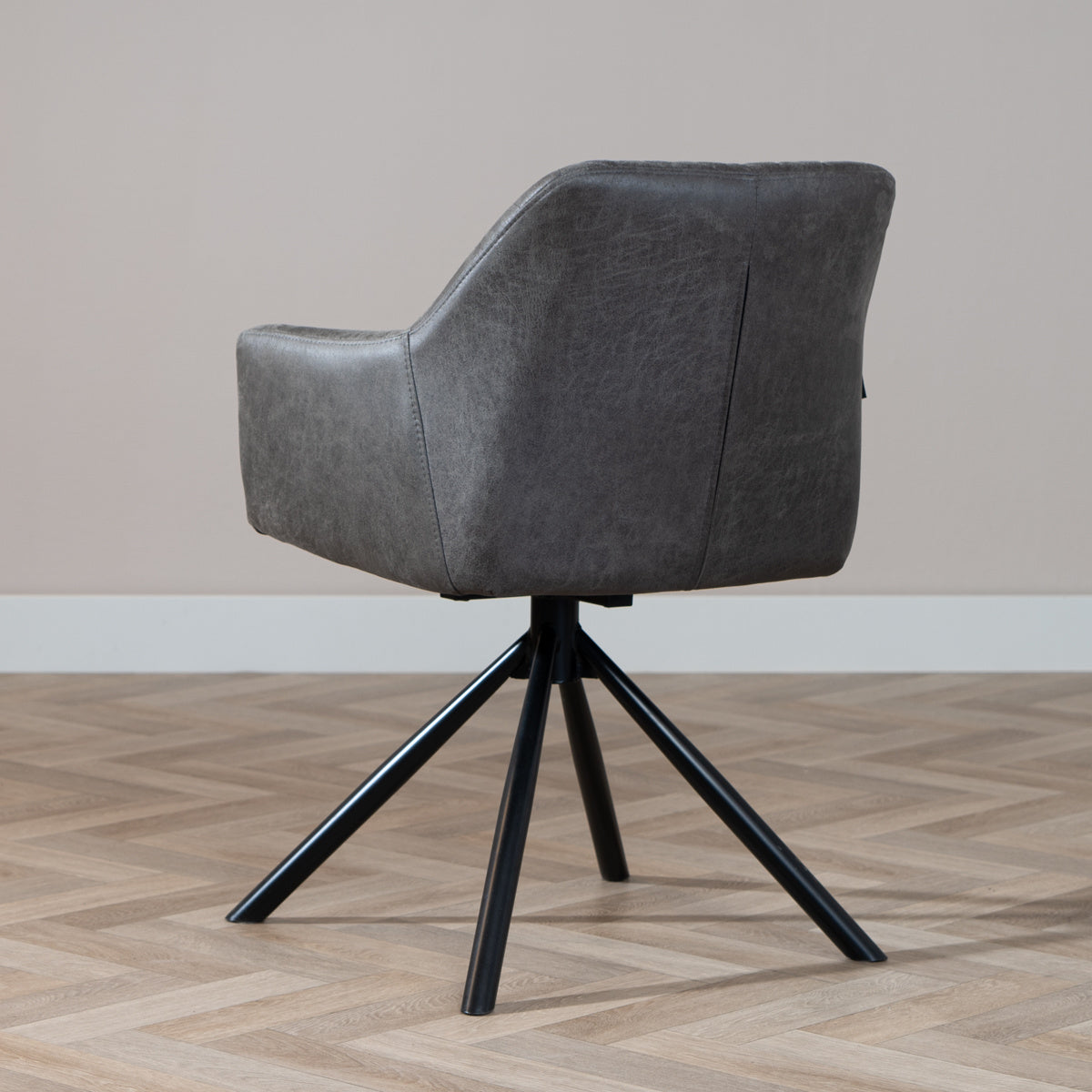 Industrial dining room chair Dex swivel anthracite eco-leather - image 4