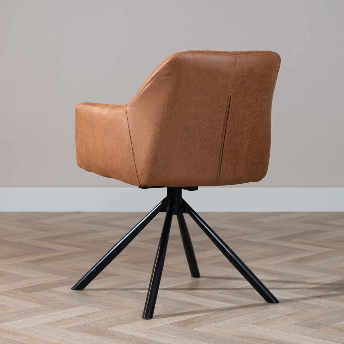 Industrial dining room chair Dex swivel cognac eco-leather - image 4