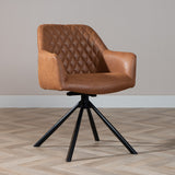Industrial dining room chair Dex swivel cognac eco-leather - image 1