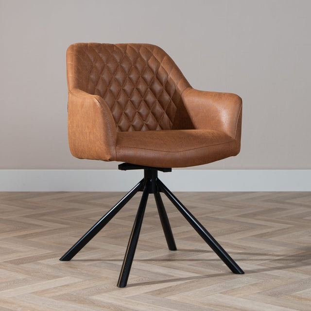 Industrial dining room chair Dex swivel cognac eco-leather - image 1