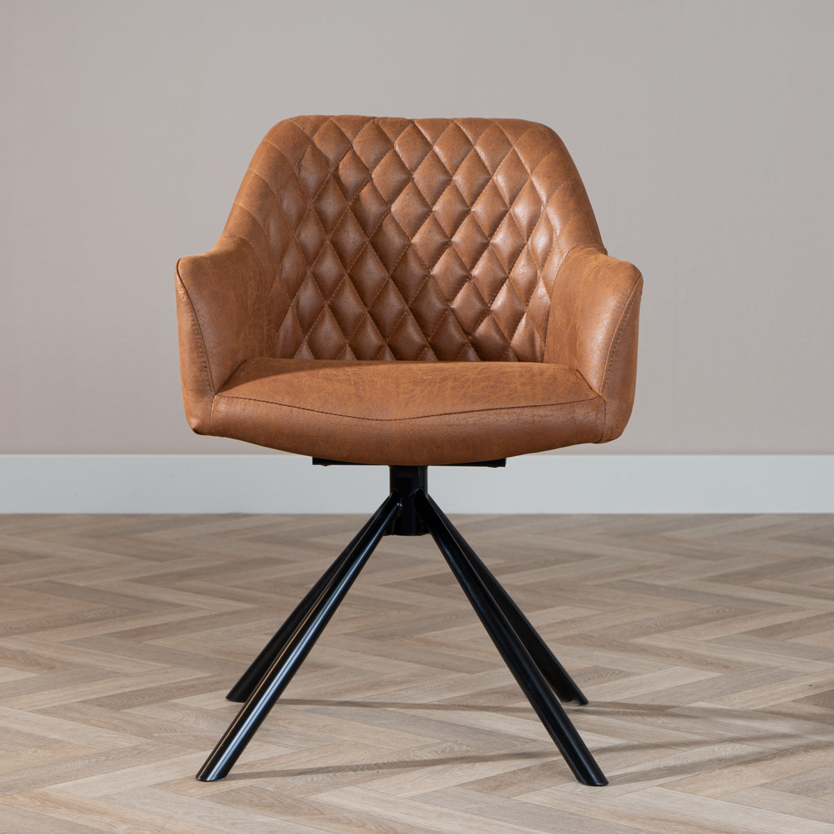 Industrial dining room chair Dex swivel cognac eco-leather - image 2