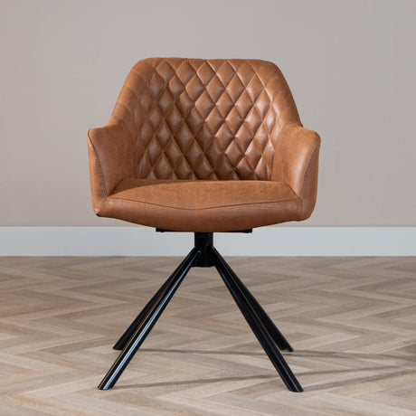 Industrial dining room chair Dex swivel cognac eco-leather - image 2