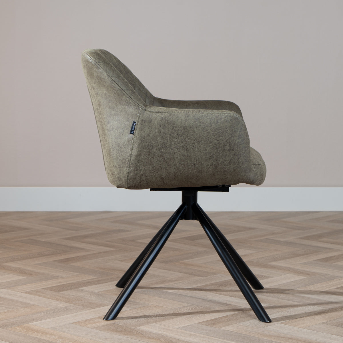 Industrial dining room chair Dex swivel olive green eco-leather - image 3
