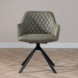 Industrial dining room chair Dex swivel olive green eco-leather - image 2